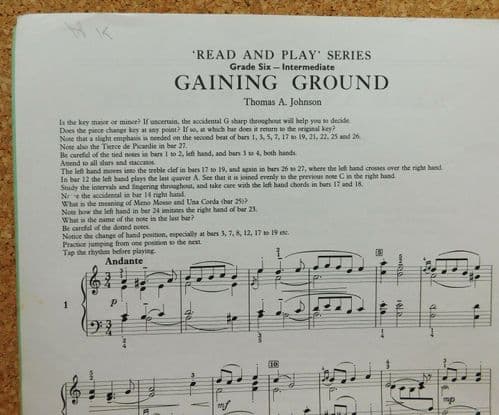 Gaining Ground piano sight-reading book AB Grade VI 6 vintage sheet music 1960s
